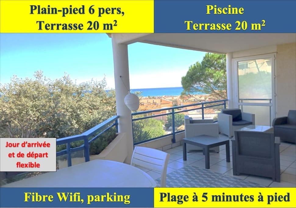 Plain-Pied, Terrasse, Piscine, Pleine Vue Mer, Plage A 6' A Pied, Parking, Wifi Fleury  Luaran gambar